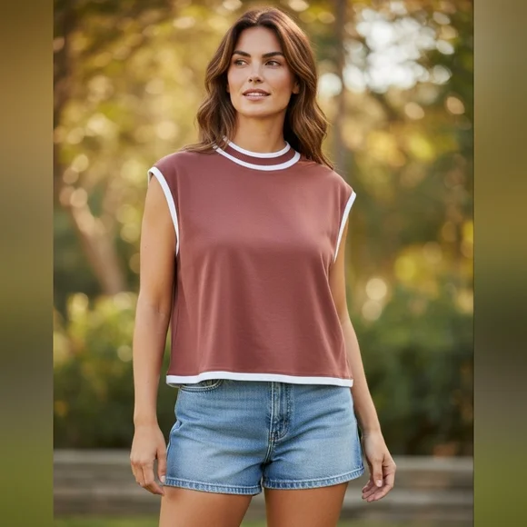 Calia- Women's Rib Mock Crop Tank - Picture 2 of 2